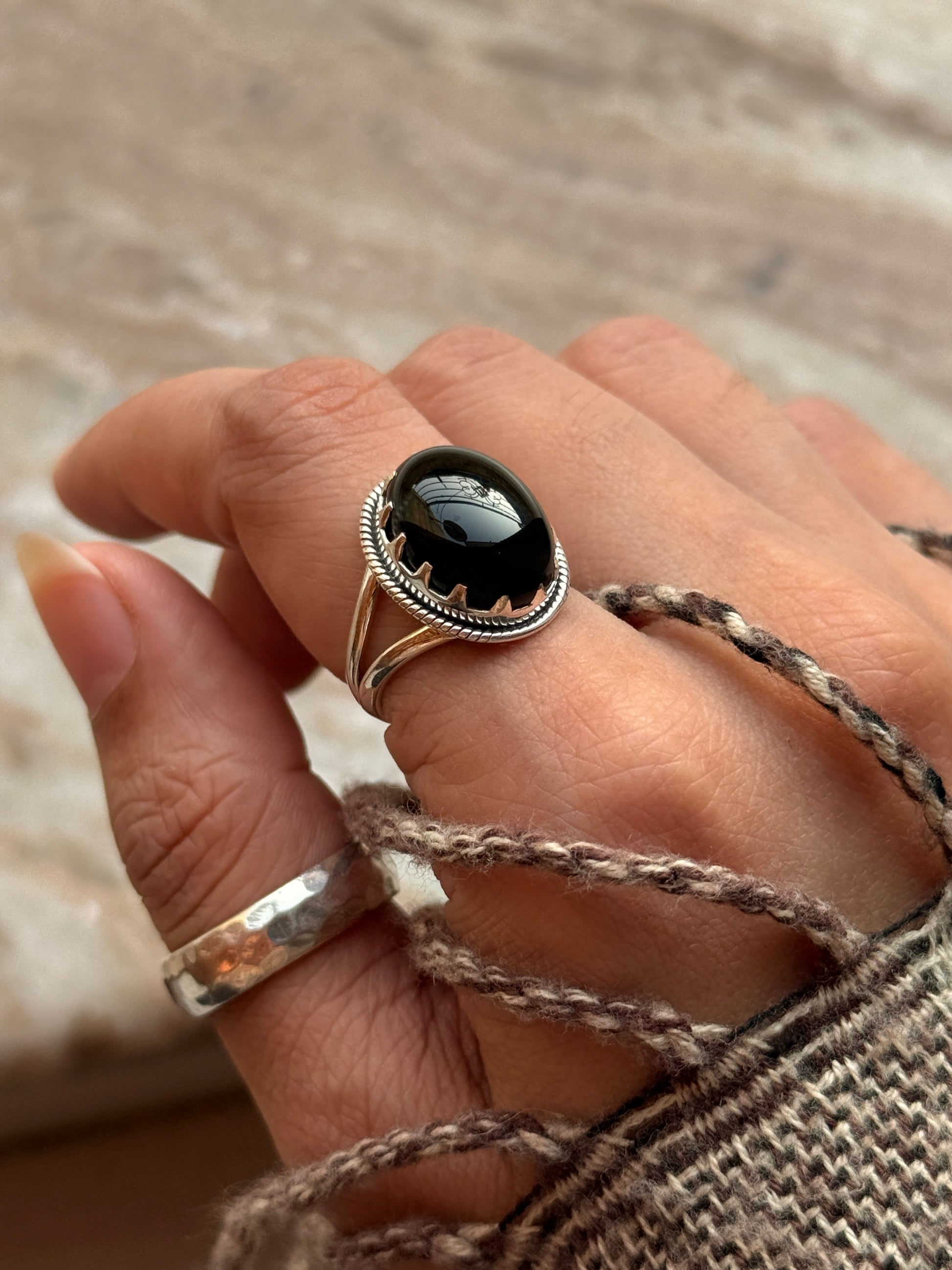 handcrafted 925 sterling silver black onyx oval ring