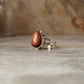 natural sunstone shiny pear 925 sterling silver ring