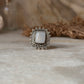 925 sterling silver moonstone square rawa boho statement ring  