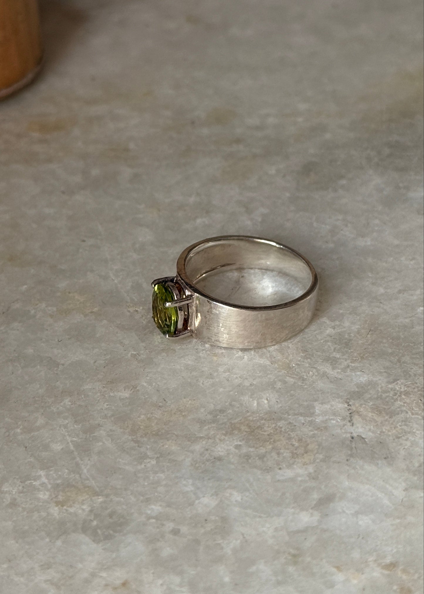 handmade 925 sterling silver peridot chunky stackable ring