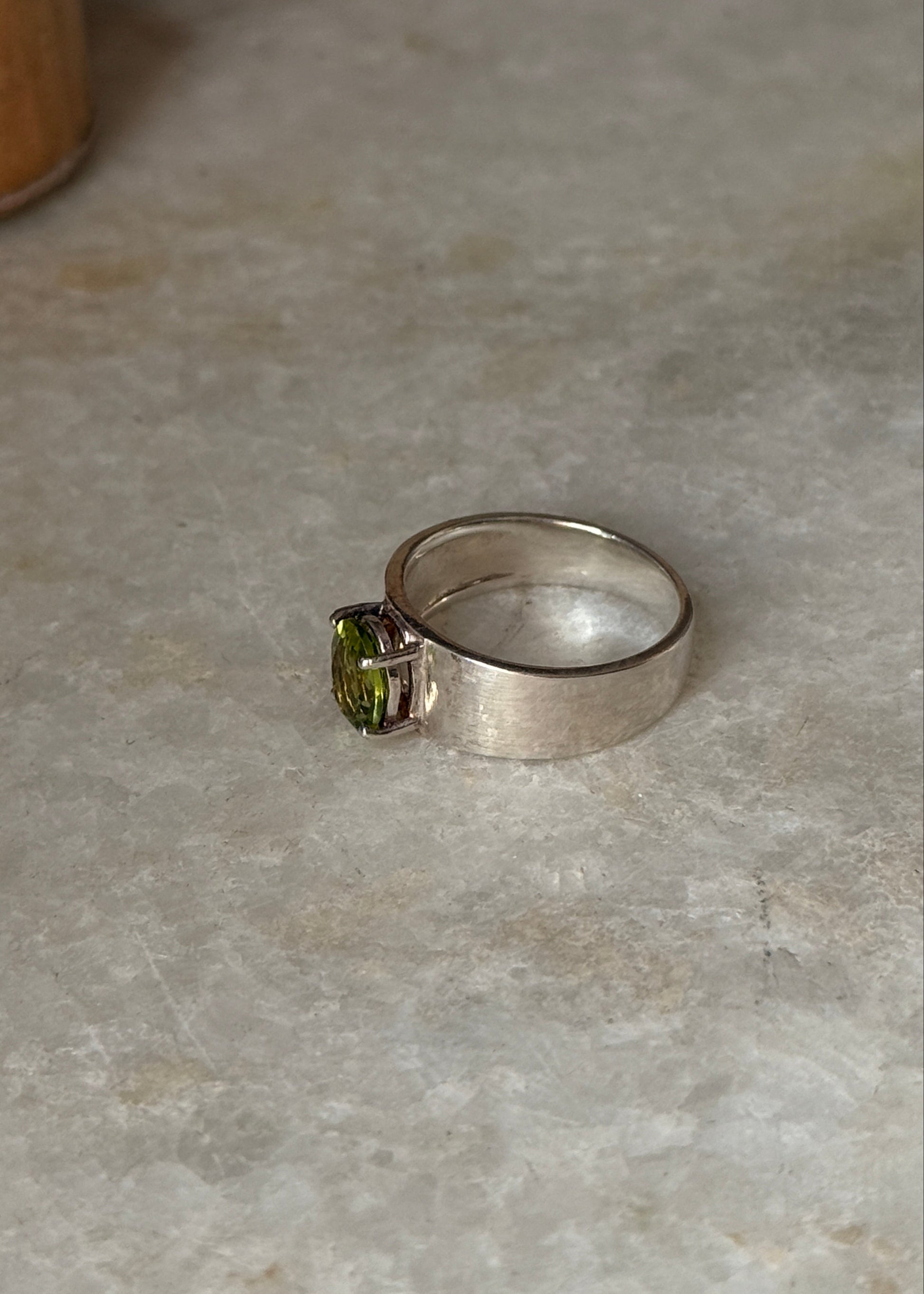 handmade 925 sterling silver peridot chunky stackable ring