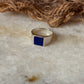 natural lapis gemstone 925 sterling silver plain signet ring