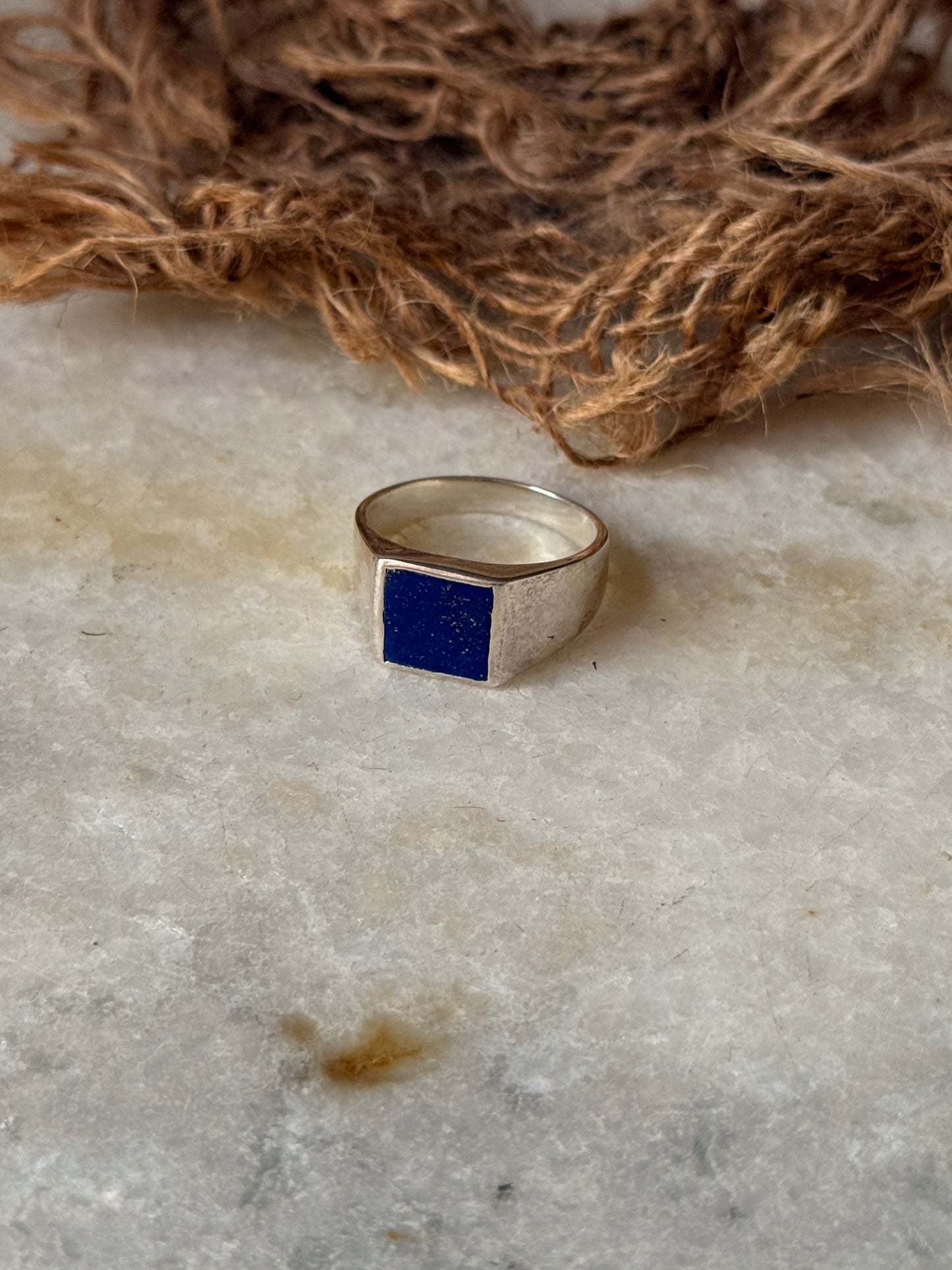natural lapis gemstone 925 sterling silver plain signet ring