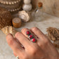bohemian style 925 sterling silver dyed ruby three stone ring