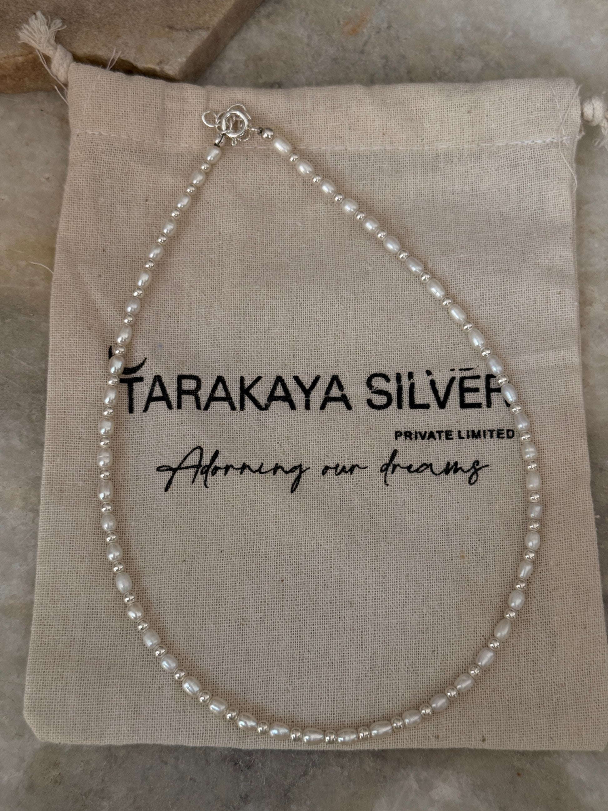 925 sterling silver delicate necklace with fresh water pearls and silver balls  