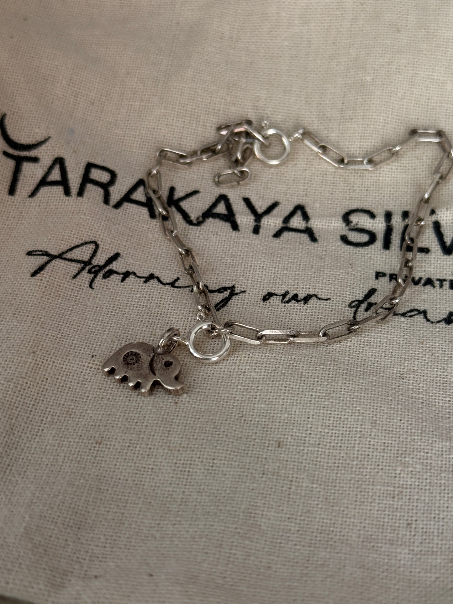 925 Sterling silver paper clip bracelet with hathi elephant pendant