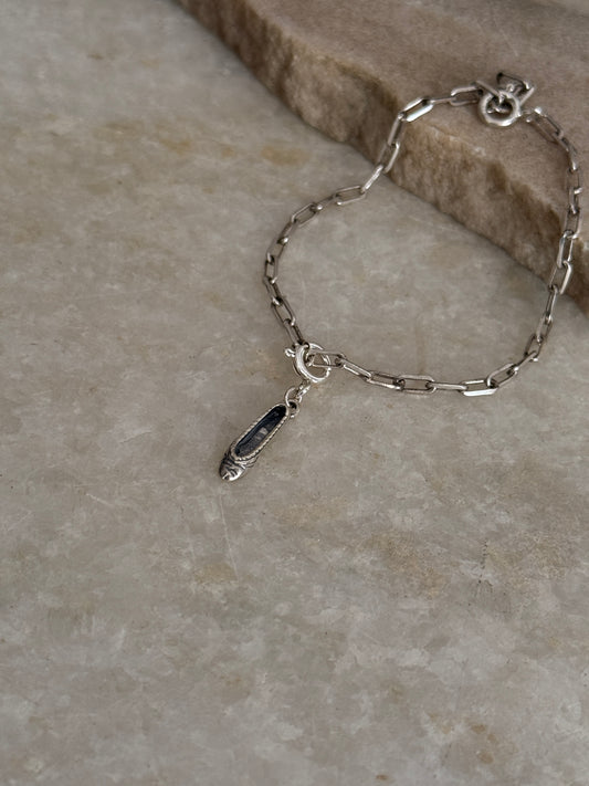 925 sterling silver paper clip bracelet with ballerina shoes charm  