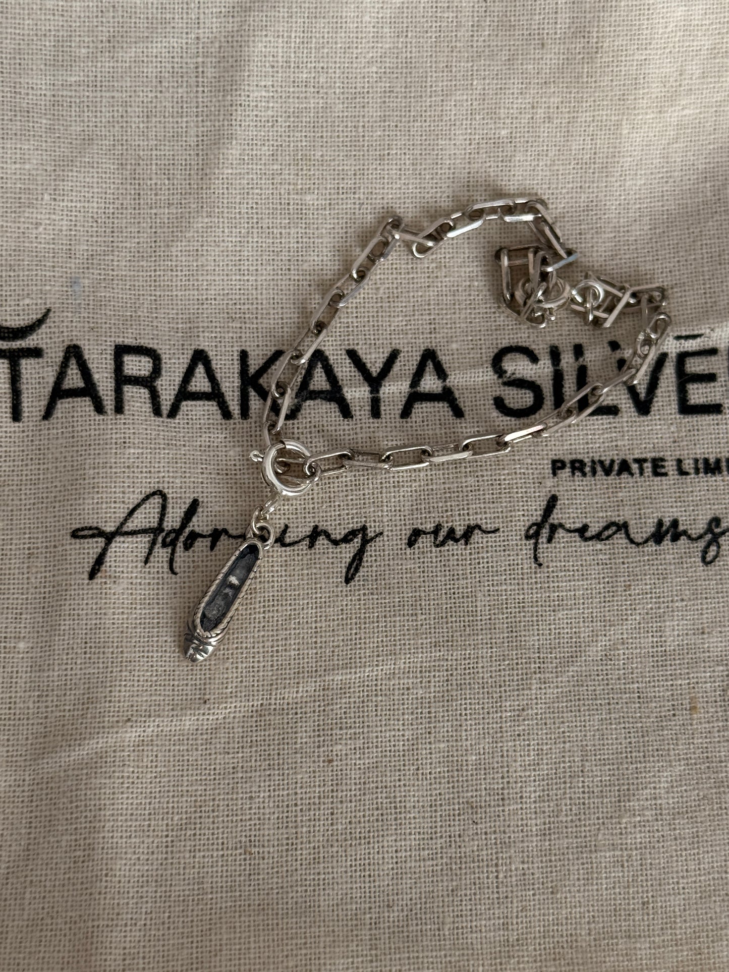 925 Sterling silver paper clip bracelet with ballerina shoe pendant