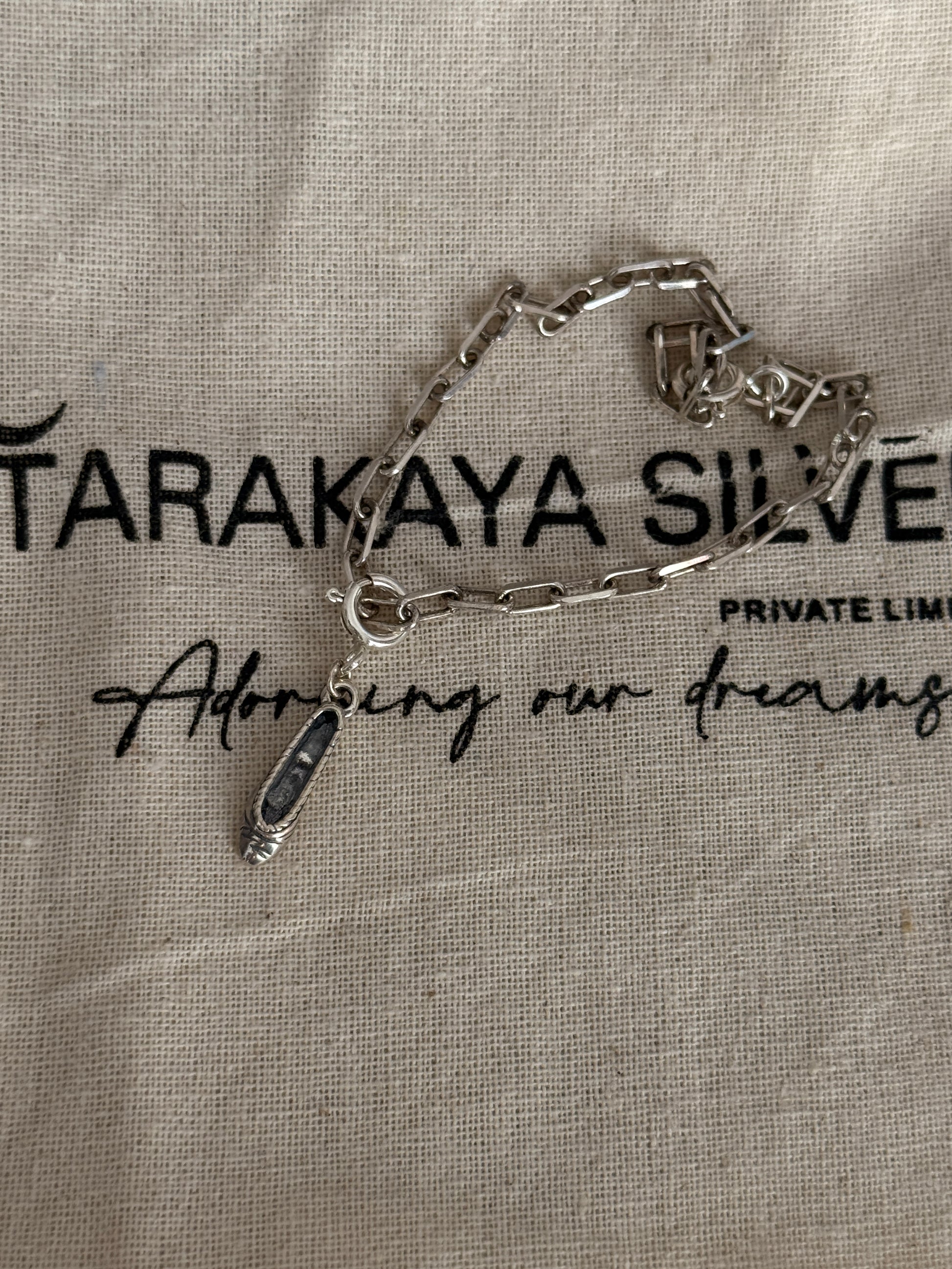 925 Sterling silver paper clip bracelet with ballerina shoe pendant