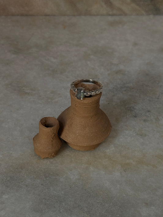 925 sterling silver labradorite rectangle wave band ring  