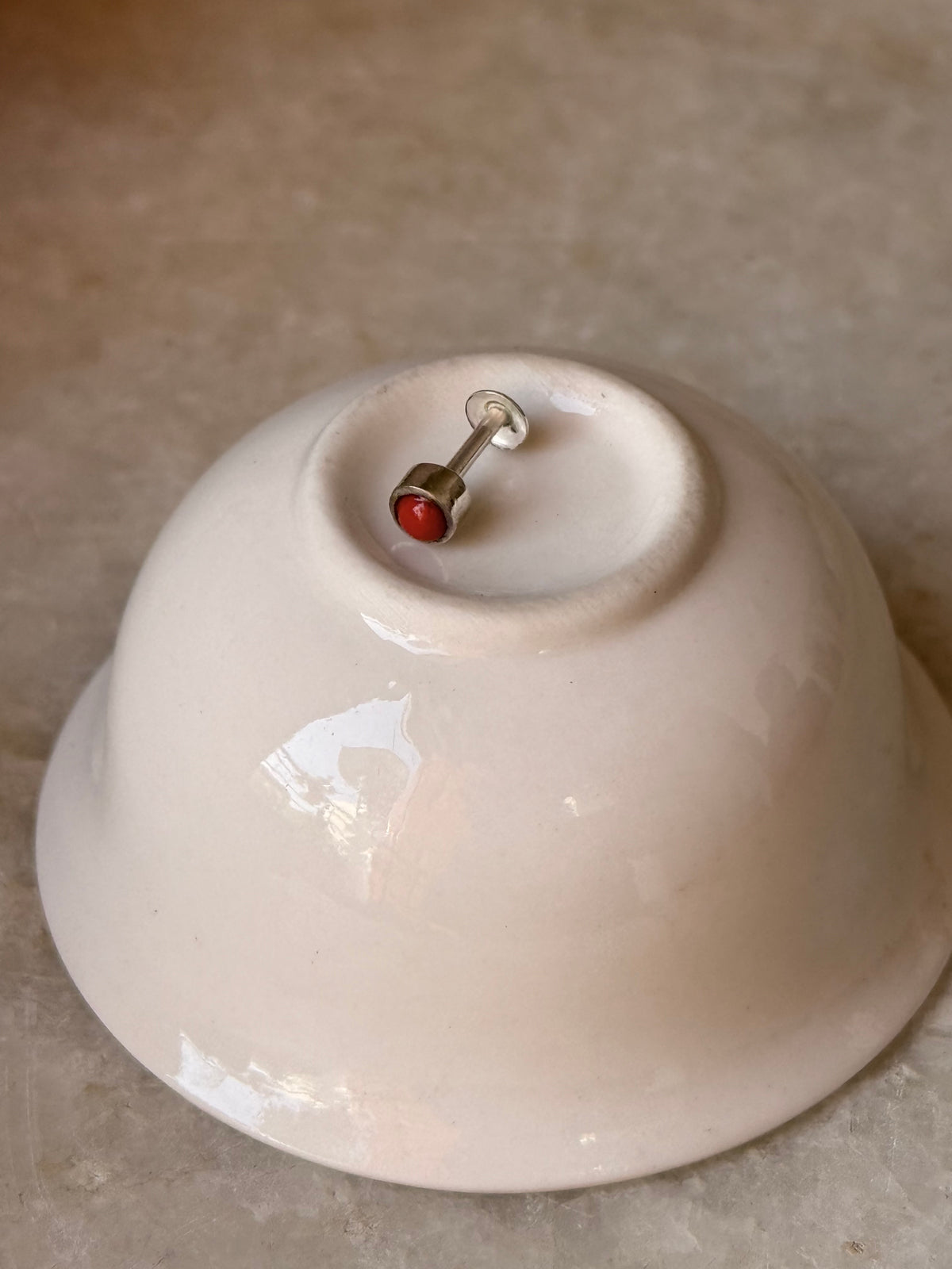 925 Sterling Silver Red Onyx South Screw Back Minimal Nose Pin