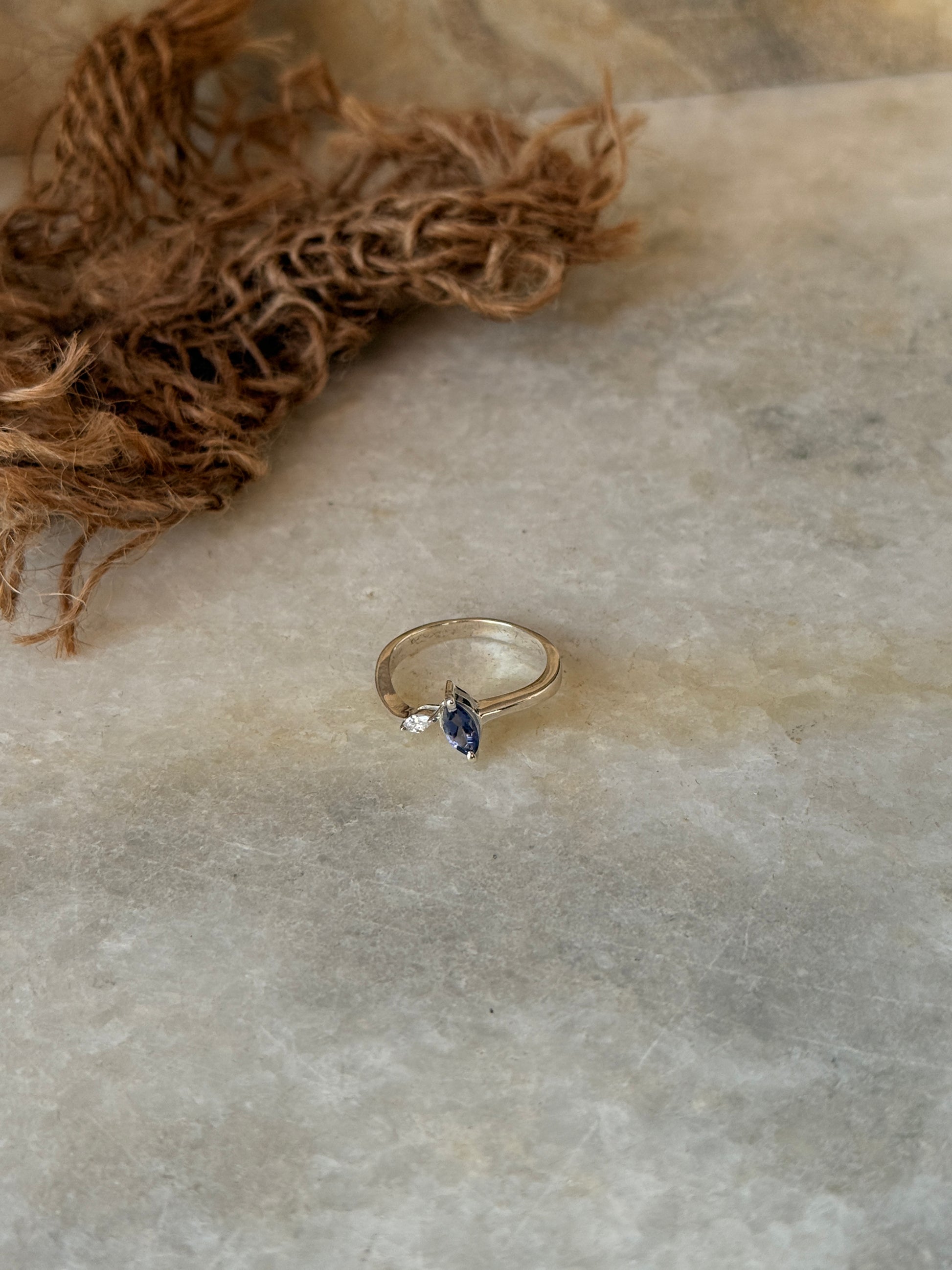 Statement 925 sterling silver iolite marquise cut ring