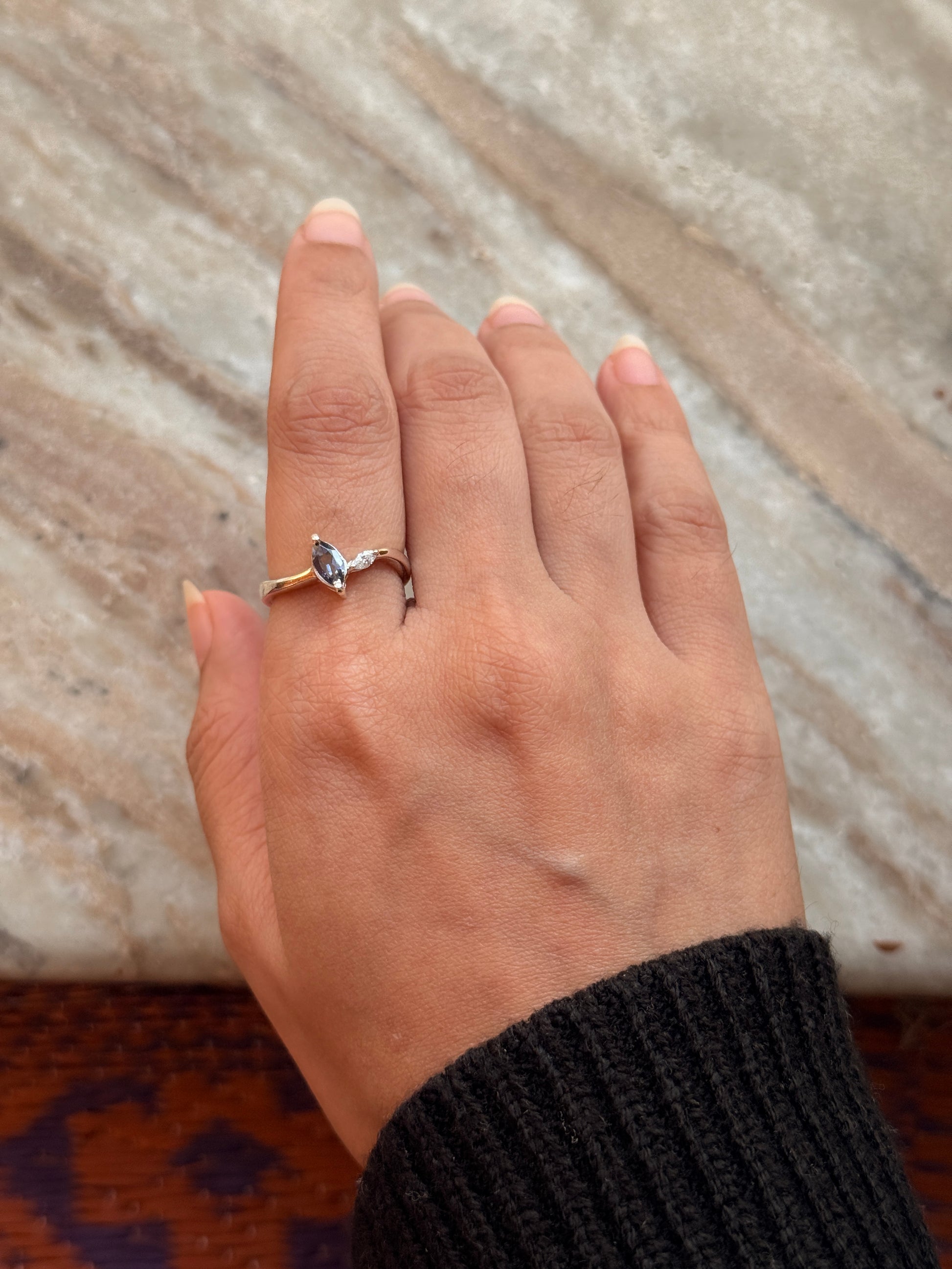 Handmade 925 sterling silver iolite marquise gemstone ring