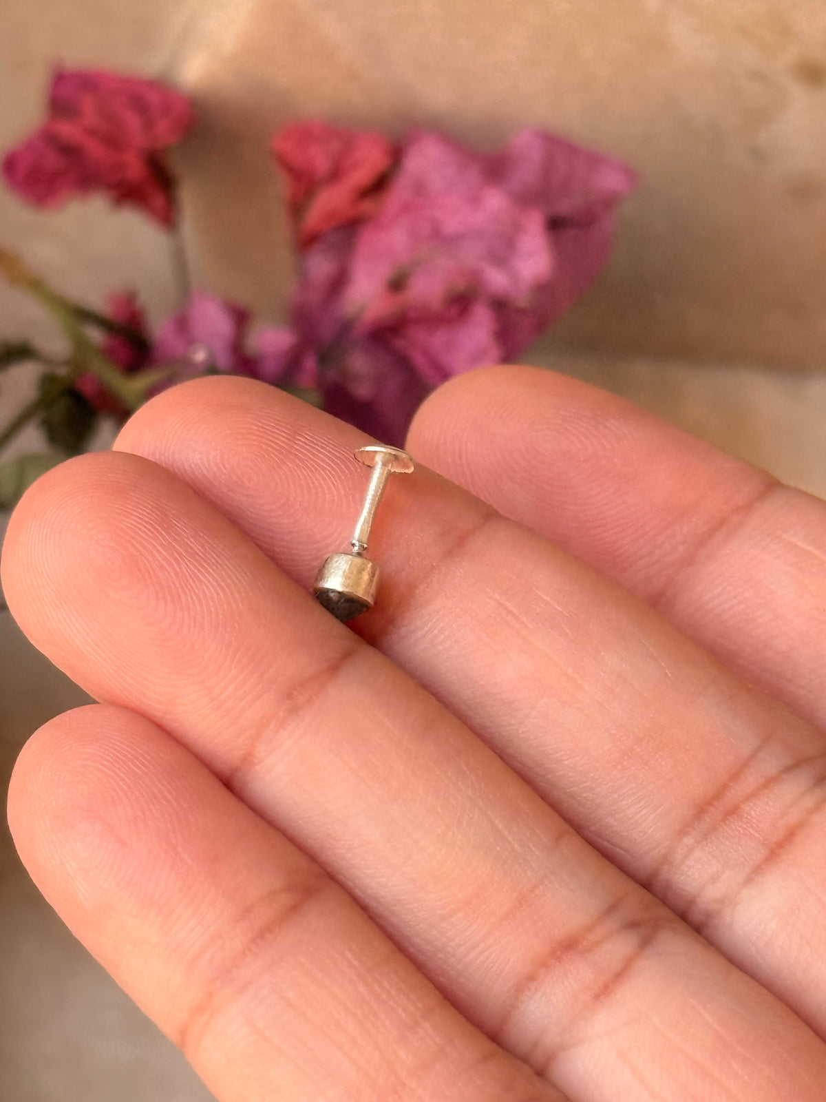 925 Sterling Silver Labradorite South Screw Back Minimal Nose Pin