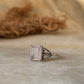 boho style 925 sterling silver rose quartz rectangle ring
