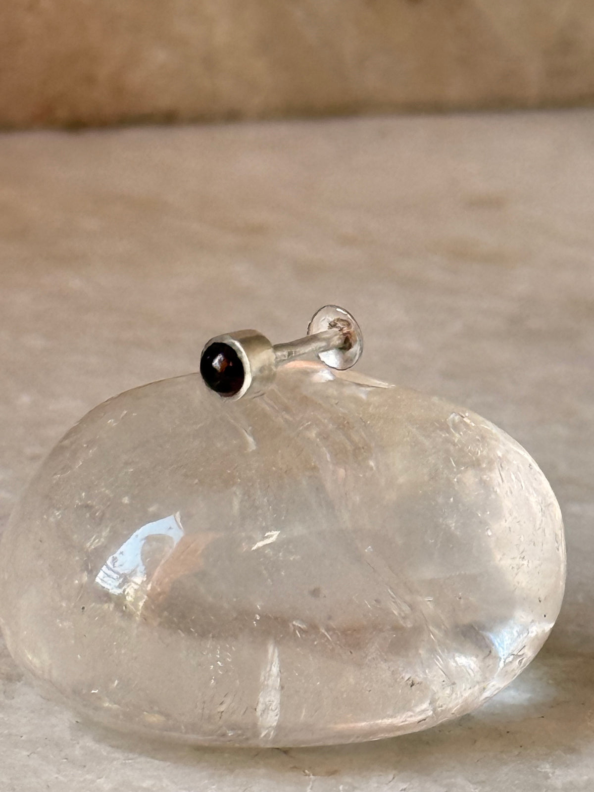 925 Sterling Silver Garnet South Screw Back Minimal Nose Pin