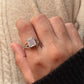 classic 925 sterling silver rose quartz rectangular ring