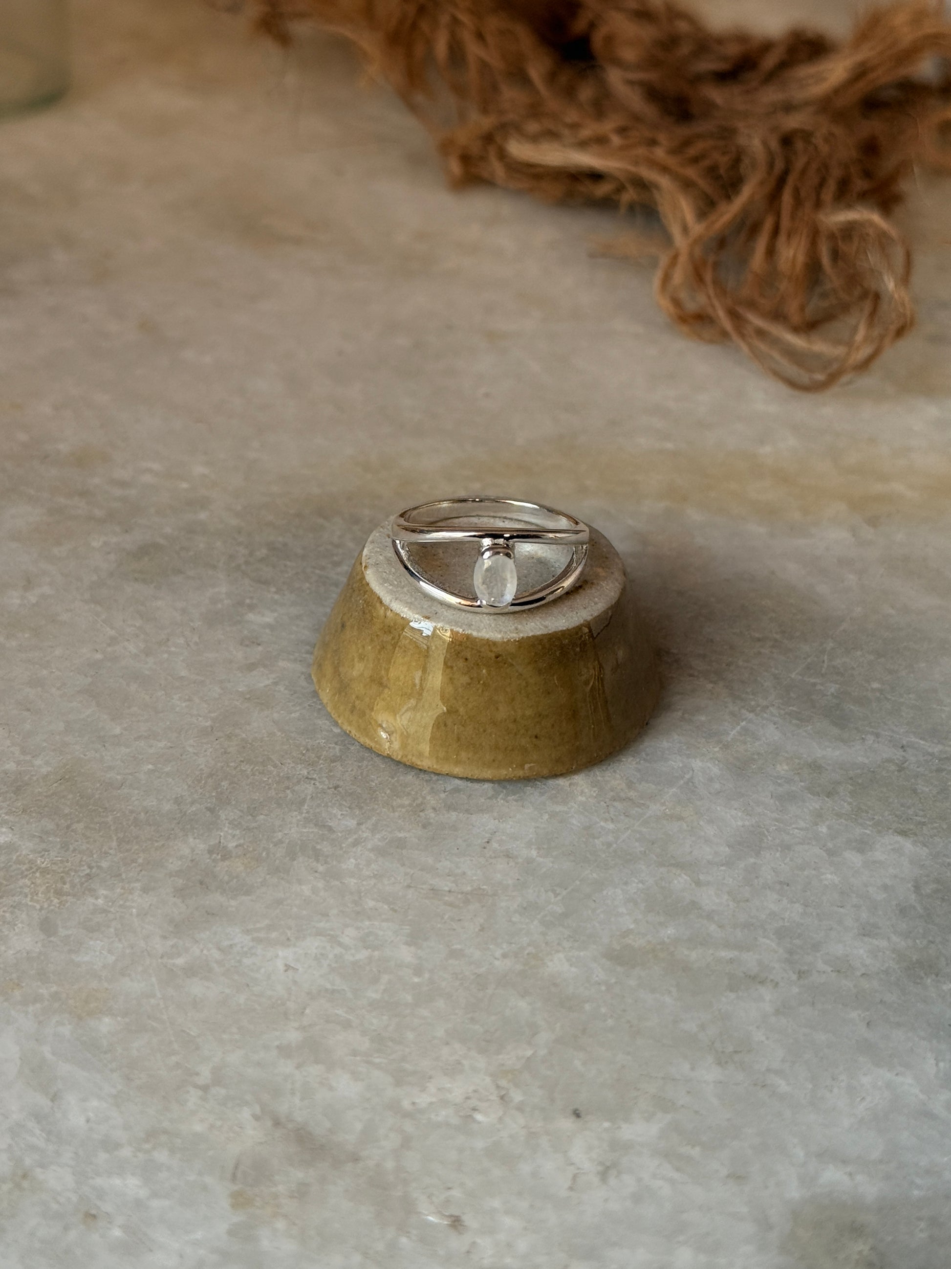 Natural moonstone oval gemstone solitaire 925 sterling silver ring  