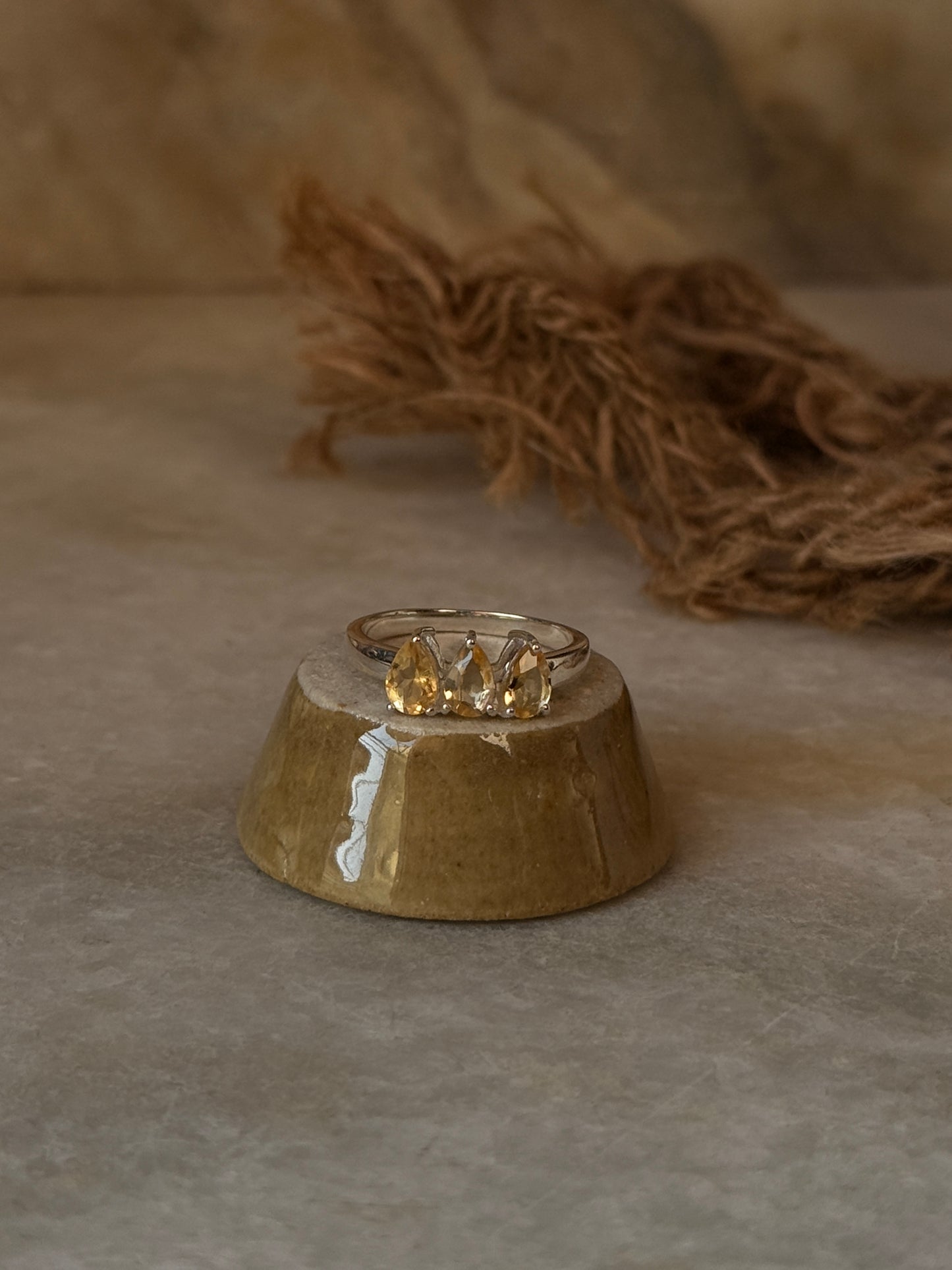 925 sterling silver citrine 3 pear solitaire ring  