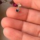 925 Sterling Silver Blue Cz Prong Setting South Screw Back Nose Pin