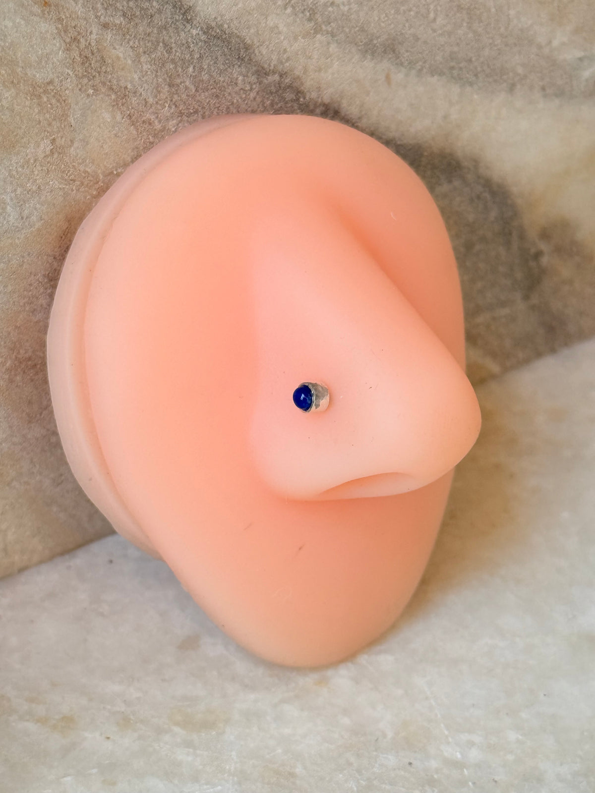 925 Sterling Silver Lapis Lazuli South Screw Back Minimal Nose Pin