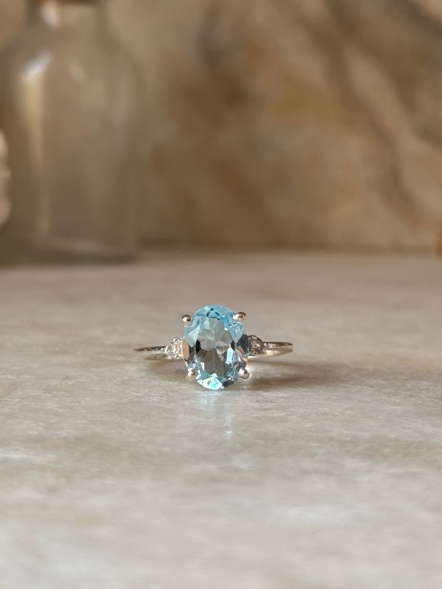 handcrafted 925 sterling silver blue topaz oval gemstone ring