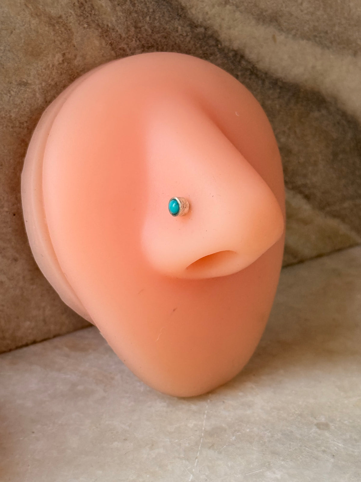 925 Sterling Silver Turquoise South Screw Back Minimal Nose Pin