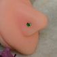 925 Sterling Silver Green Cz Prong Setting South Screw Back Nose Pin