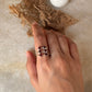 Deep red garnet 6 stone 925 sterling silver statement ring