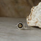 925 sterling silver smokey quartz dot band ring  