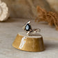 Artisan crafted black onyx pear double band 925 sterling silver ring