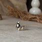 Handmade 925 sterling silver black onyx pear double ring