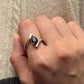Vintage style 925 sterling silver black onyx pear double ring  