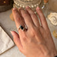 Elegant black onyx pear double band 925 sterling silver ring