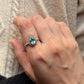Natural blue topaz pear gemstone dot band 925 sterling silver ring  