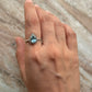 Classic 925 sterling silver blue topaz pear dot band ring