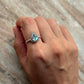 Statement 925 sterling silver blue topaz pear dot ring