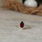 Artisan crafted garnet pear dot band 925 sterling silver ring