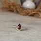 Minimalist garnet pear dot 925 sterling silver band ring  