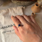 elegant lapis lazuli round gemstone 925 sterling silver solitaire ring  