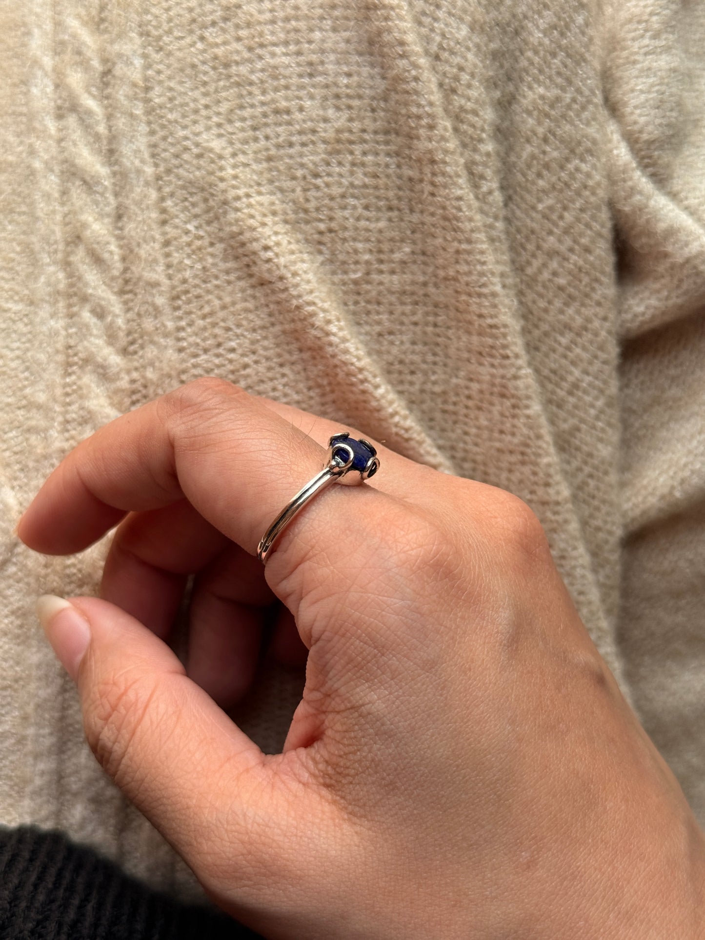 classic 925 sterling silver lapis lazuli round ring
