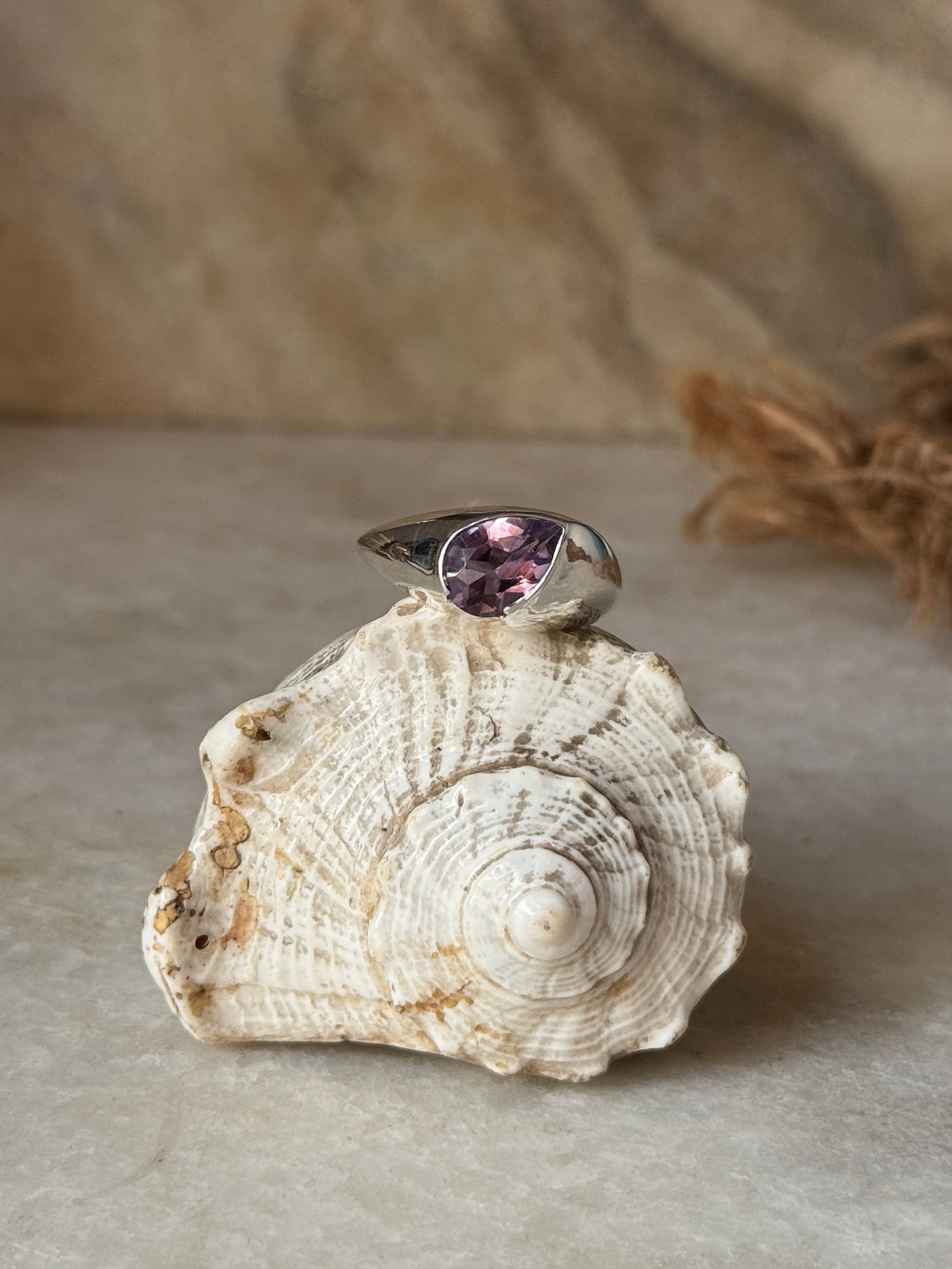 boho style 925 sterling silver amethyst hula ring