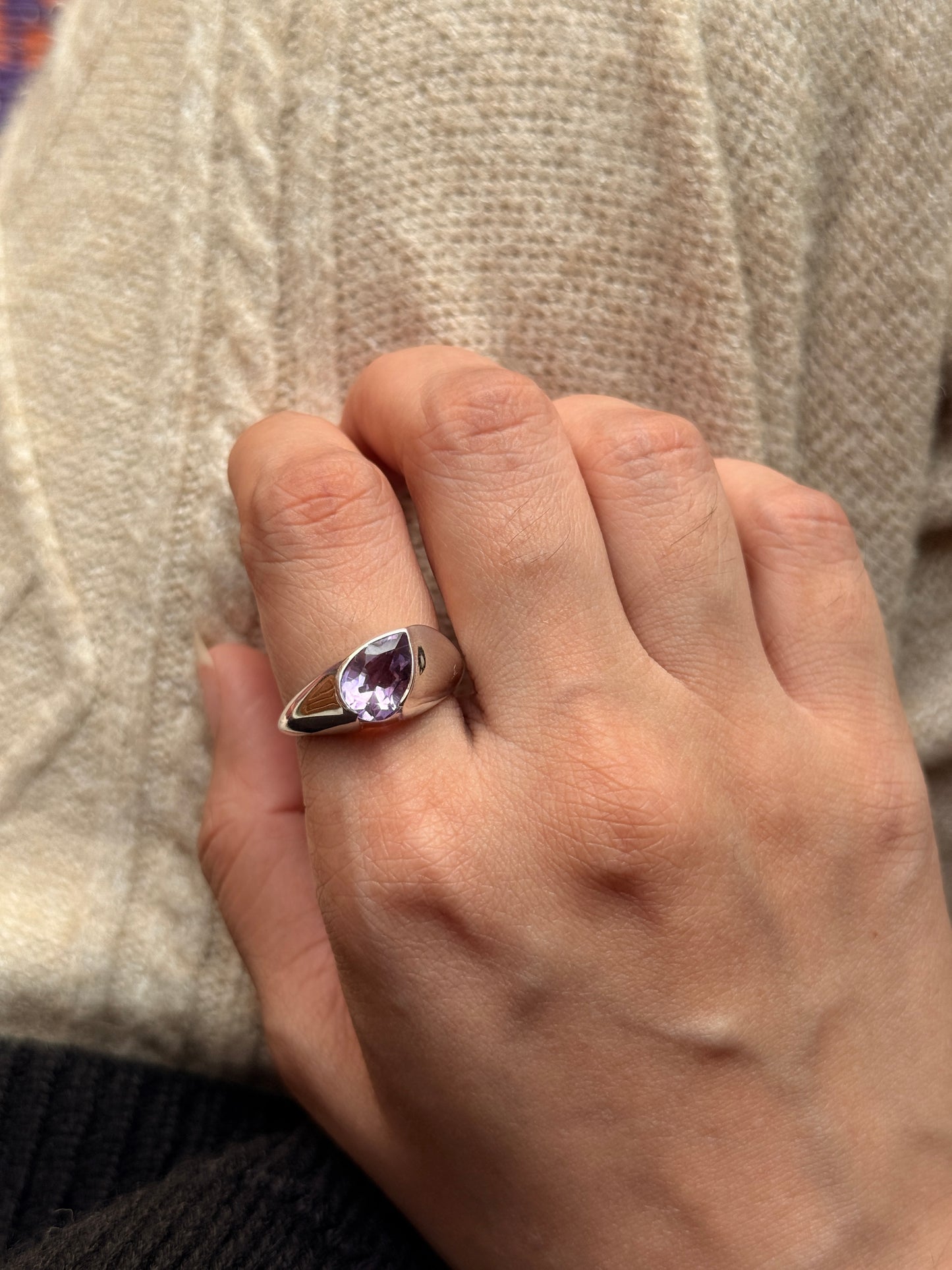 classic 925 sterling silver amethyst hula ring