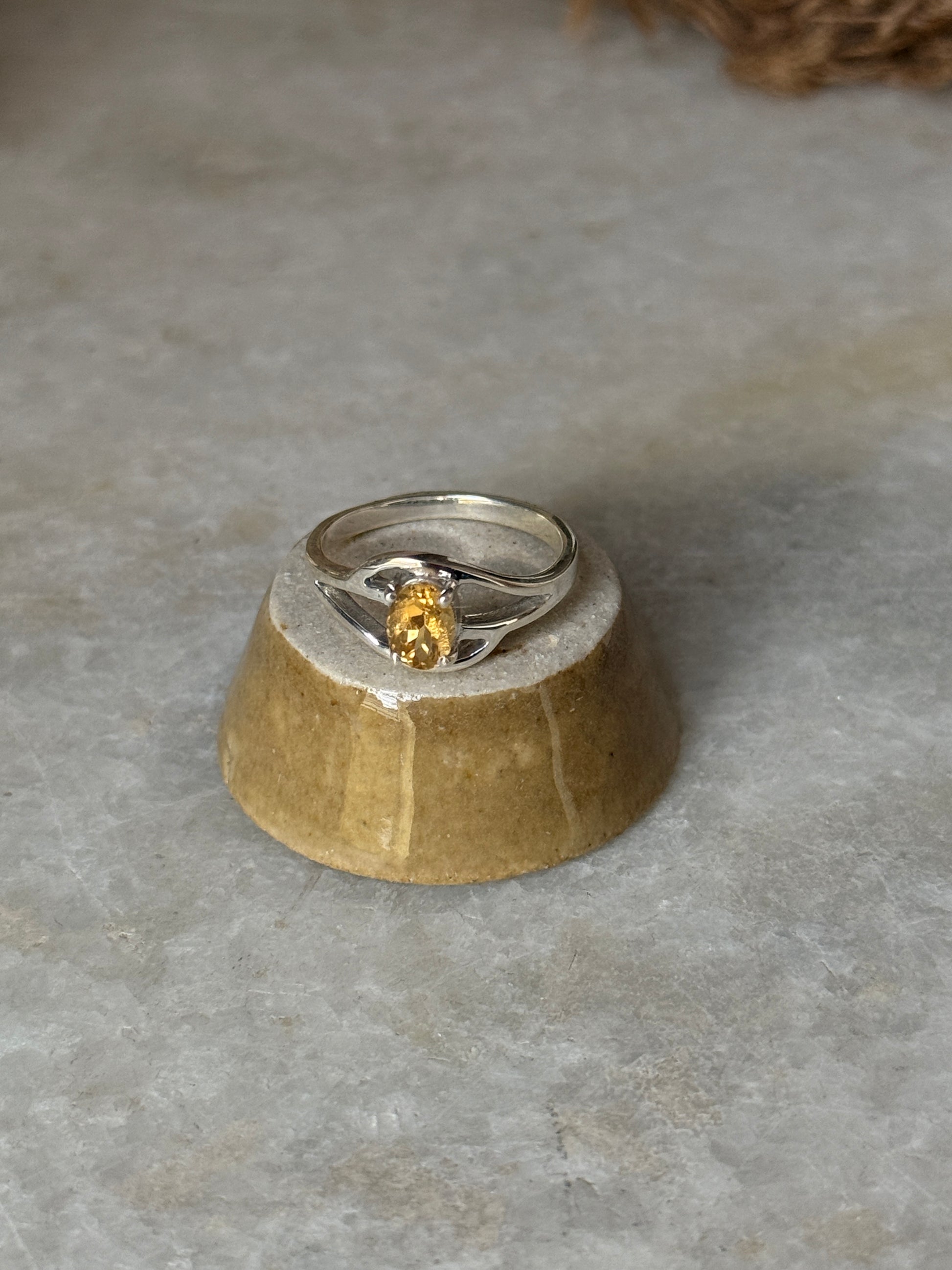  Citrine oval cut solitaire ring in 925 sterling silver