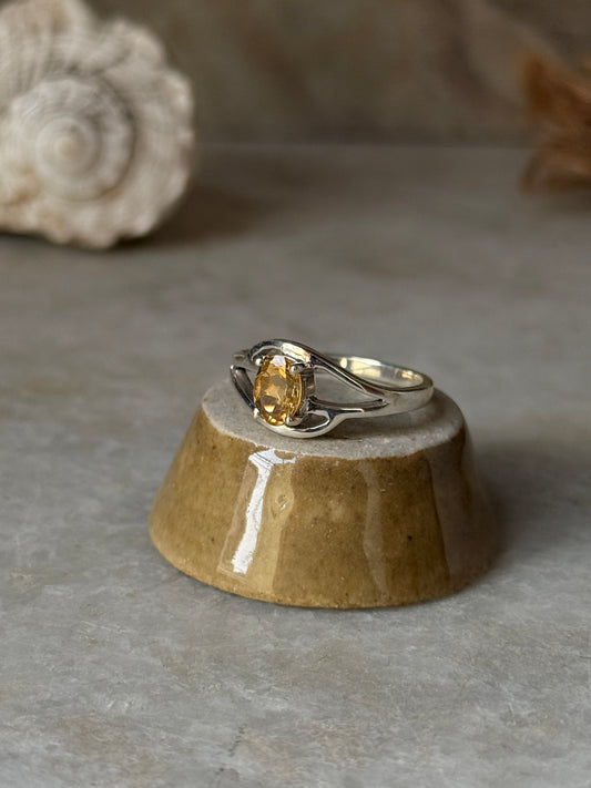 925 sterling silver citrine oval solitaire ring 