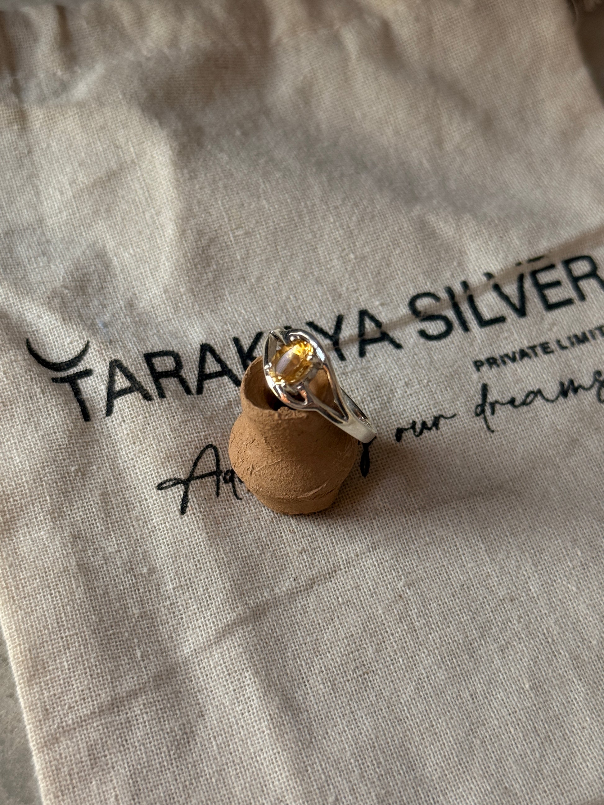 925 sterling silver citrine oval solitaire ring  