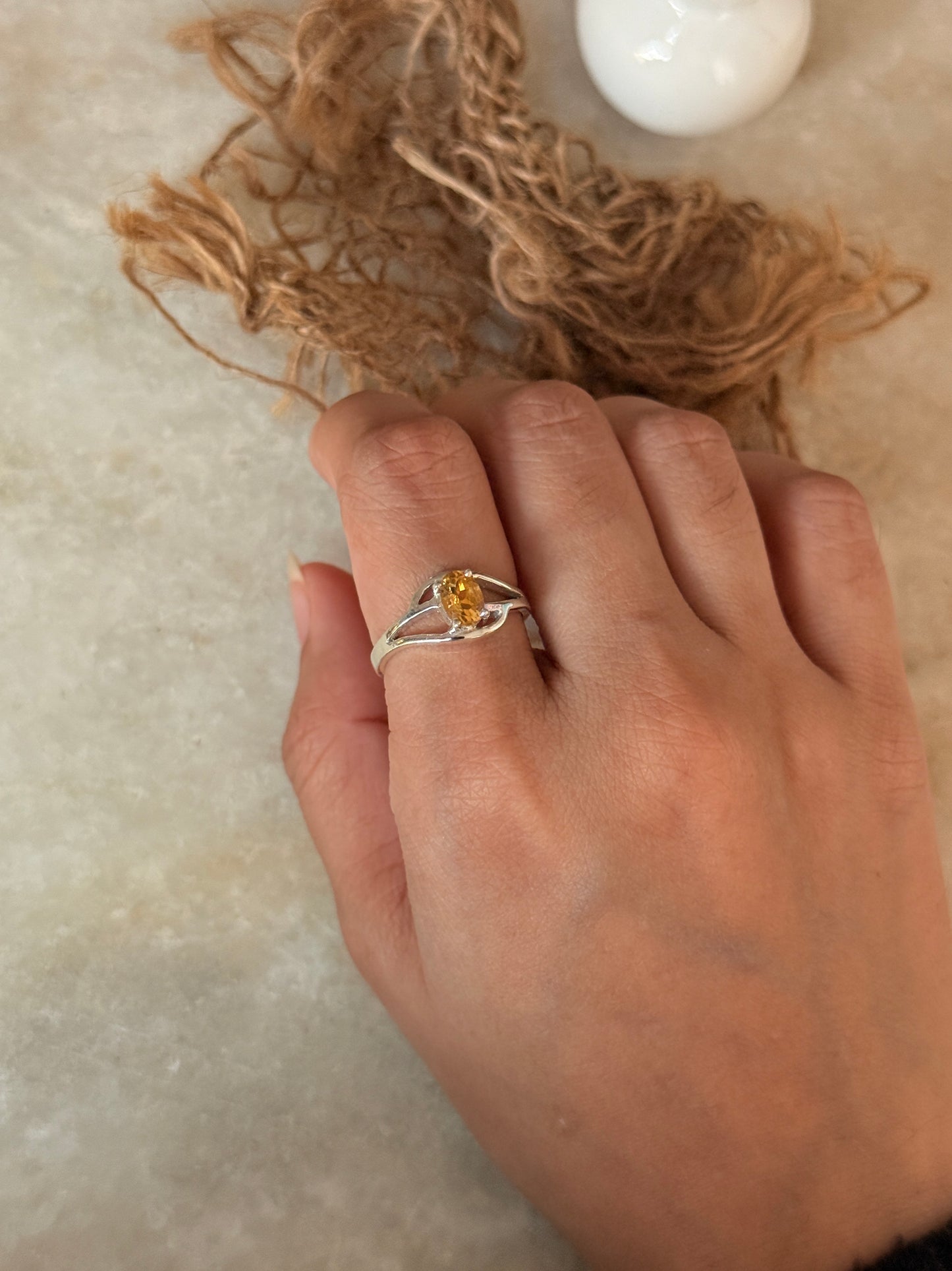 Handmade 925 sterling silver citrine oval solitaire ring