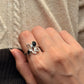 Black onyx with white topaz 925 sterling silver ring