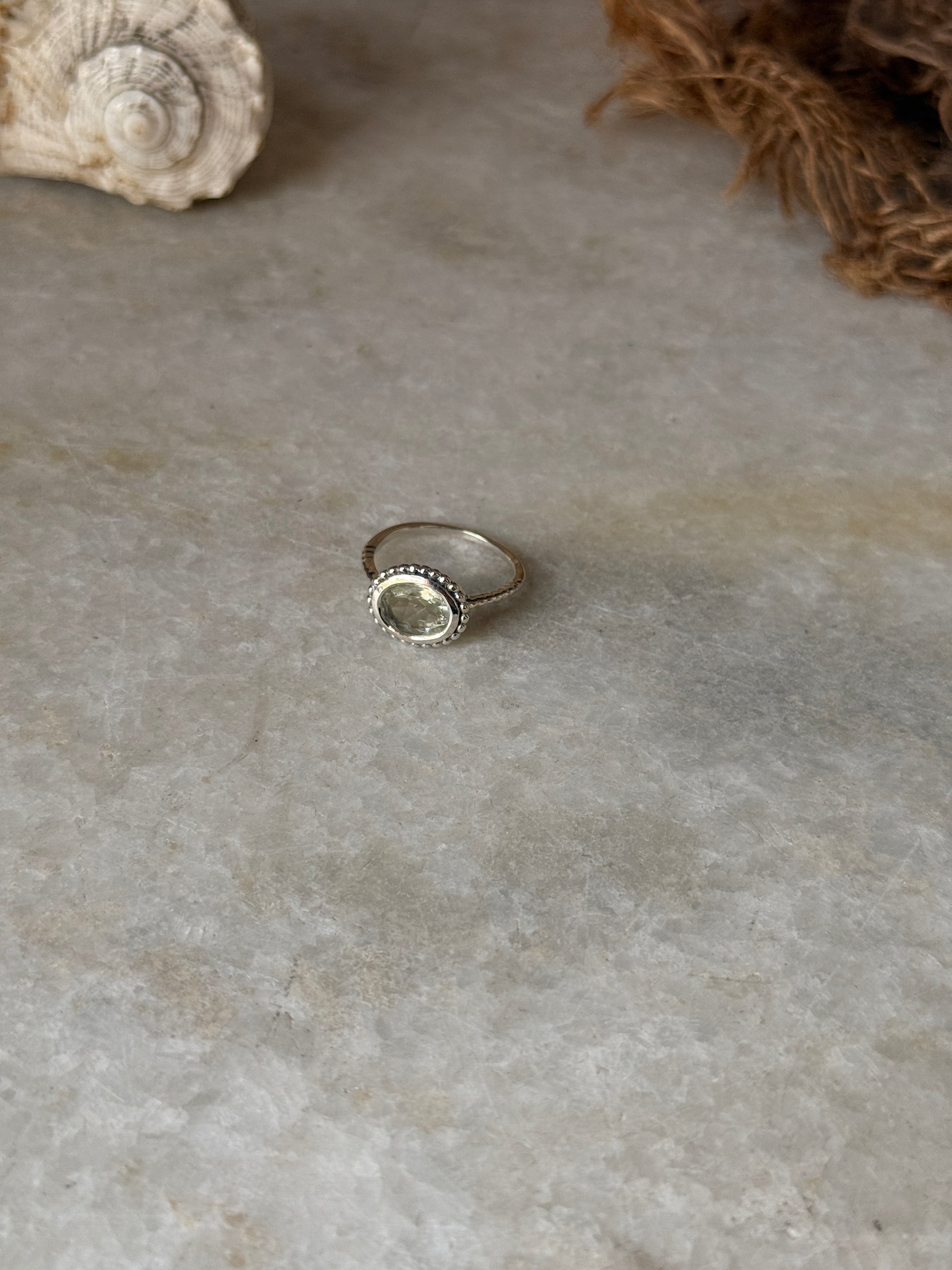 Handmade 925 sterling silver green amethyst oval ring