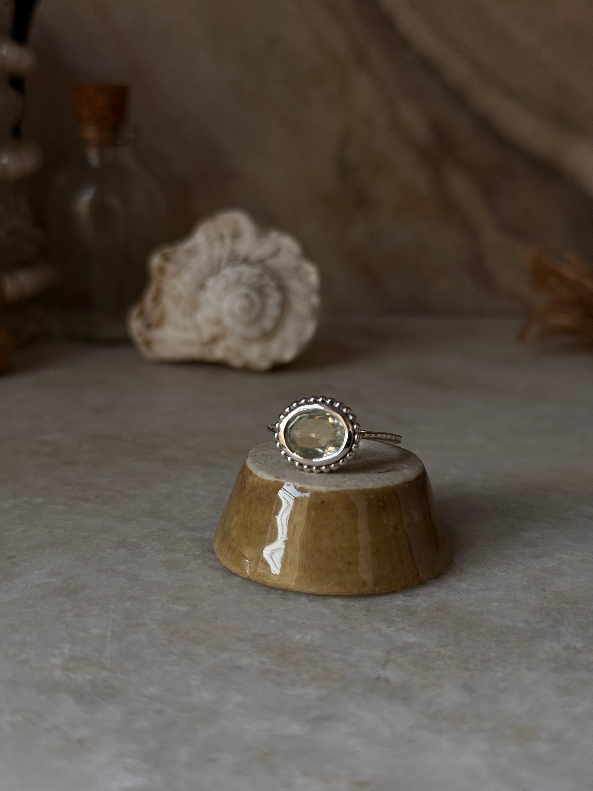 Statement 925 sterling silver green amethyst oval ring